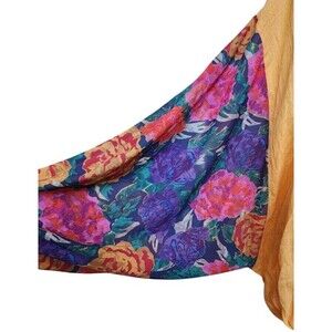 UMGEE Gold Floral Top Faux Wrap Size Large Boho